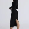 The Naomi Black Long Sleeve Bandage Midi Dress The Naomi Black Long Sleeve Bandage Midi Dress