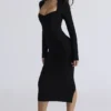 The Naomi Black Long Sleeve Bandage Midi Dress The Naomi Black Long Sleeve Bandage Midi Dress