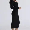 The Naomi Black Long Sleeve Bandage Midi Dress The Naomi Black Long Sleeve Bandage Midi Dress