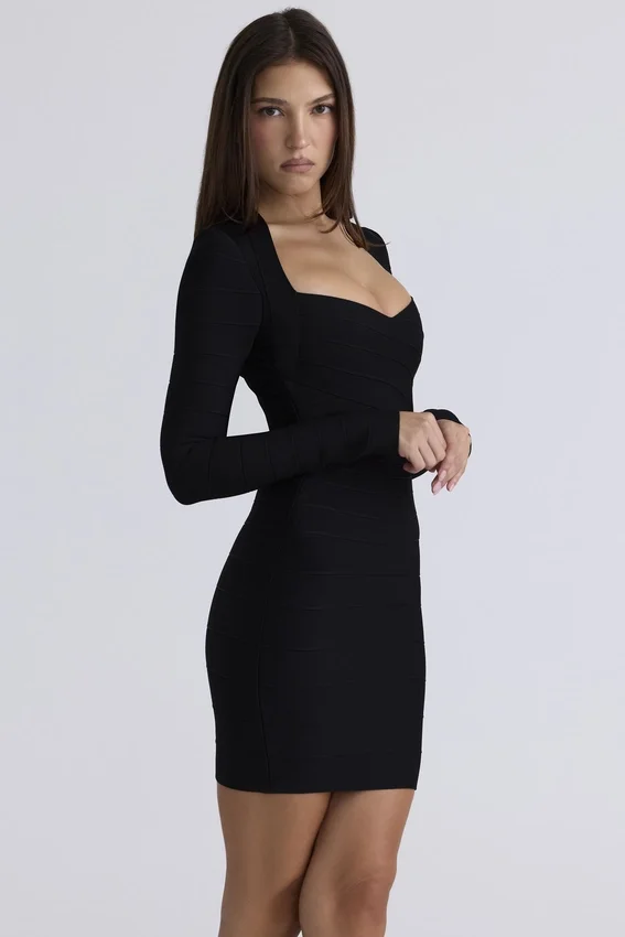 The Naomi Black Long Sleeve Bandage Mini Dress The Naomi Black Long Sleeve Bandage Mini Dress