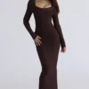 The OG Chocolat Long Sleeve Bandage Maxi Dress The OG Chocolat Long Sleeve Bandage Maxi Dress