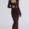 The OG Chocolat Long Sleeve Bandage Maxi Dress The OG Chocolat Long Sleeve Bandage Maxi Dress