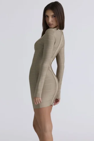 The OG Latte Long Sleeve Bandage Mini Dress