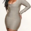 The OG Latte Long Sleeve Bandage Mini Dress The OG Latte Long Sleeve Bandage Mini Dress