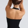 The Peekaboo Black Halter Neck Corset Top