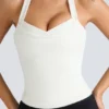 The Peekaboo Ivory Halter Neck Corset Top