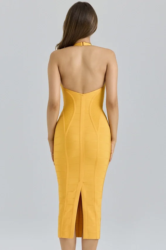 The Sculpt Orange Sherbet Midi Bandage Dress The Sculpt Orange Sherbet Midi Bandage Dress
