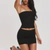 The Strapless Black Stretch Corset Top The Strapless Black Stretch Corset Top