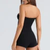 The Strapless Black Stretch Corset Top The Strapless Black Stretch Corset Top