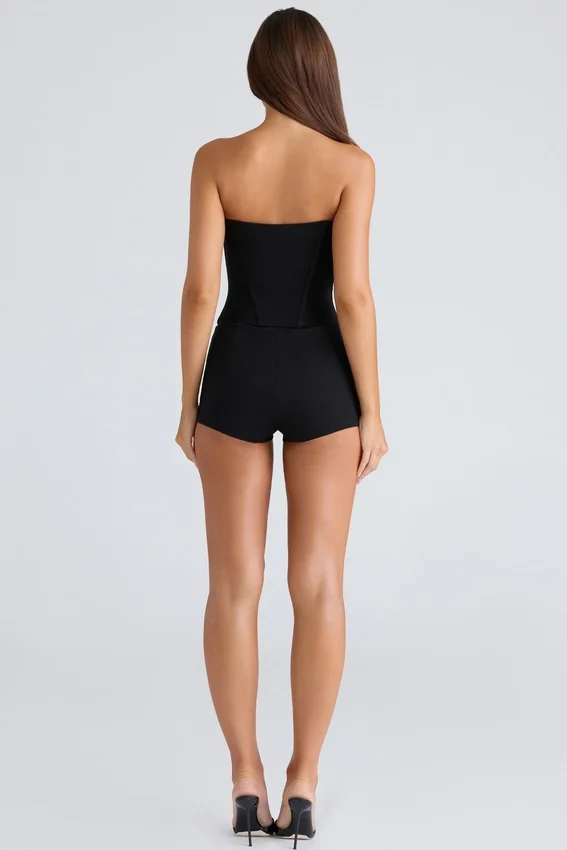 The Strapless Black Stretch Corset Top The Strapless Black Stretch Corset Top