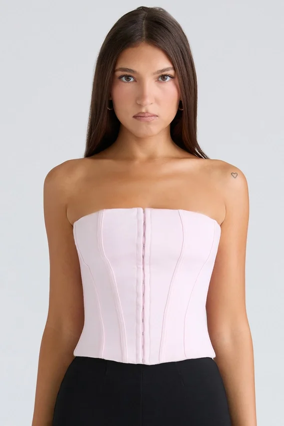 The Strapless Pink Stretch Corset Top The Strapless Pink Stretch Corset Top