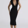 The Super Plunge Black Bandage Midi Dress The Super Plunge Black Bandage Midi Dress