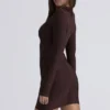 The Super Plunge Chocolate Long Sleeve Bandage Mini Dress The Super Plunge Chocolate Long Sleeve Bandage Mini Dress