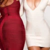 The Super Plunge Vanilla Long Sleeve Bandage Mini Dress The Super Plunge Vanilla Long Sleeve Bandage Mini Dress