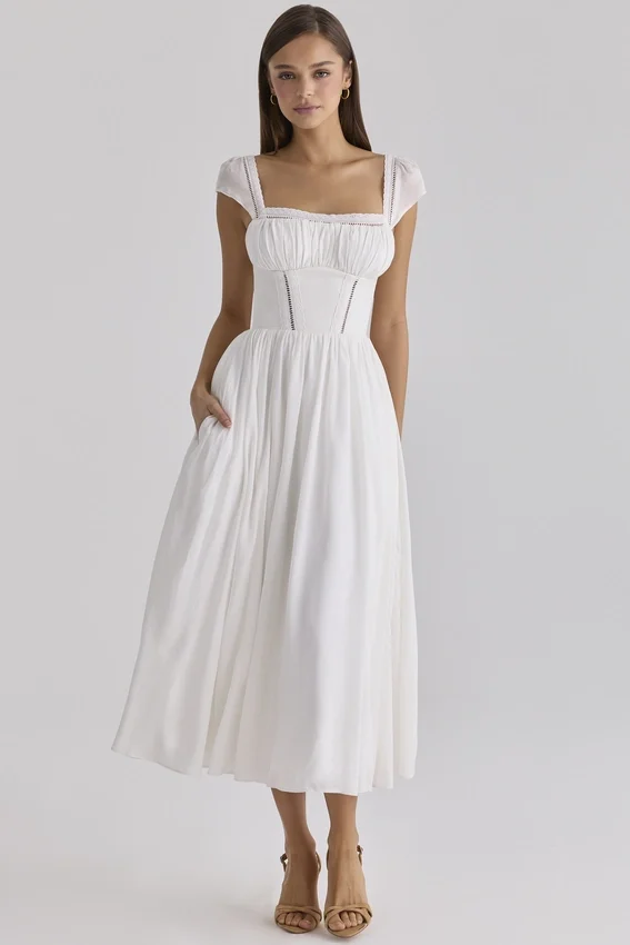 Thea White Voile + Broderie Anglais Maxi Dress Thea White Voile + Broderie Anglais Maxi Dress