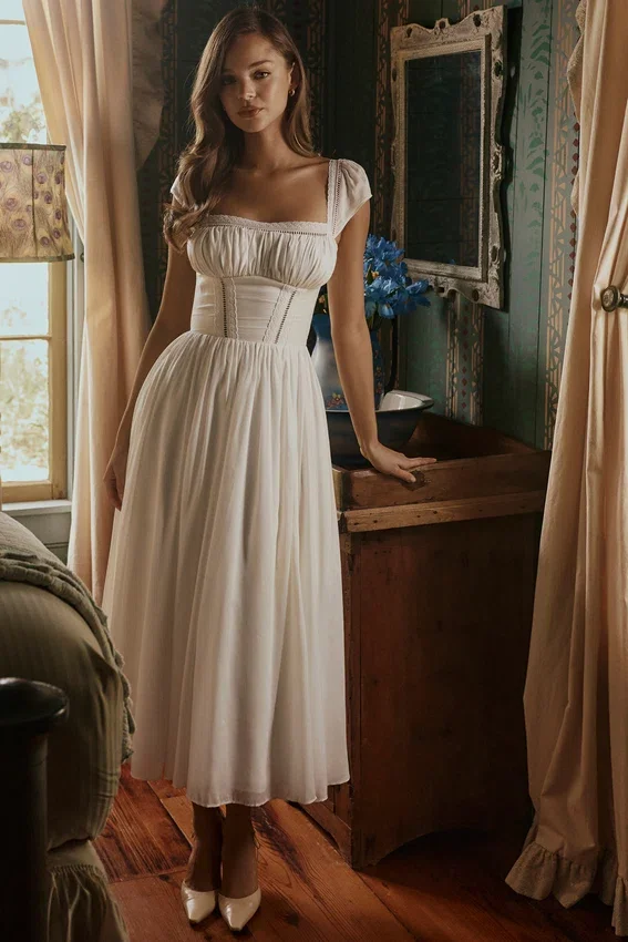 Thea White Voile + Broderie Anglais Maxi Dress Thea White Voile + Broderie Anglais Maxi Dress