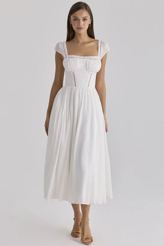 Thea White Voile + Broderie Anglais Maxi Dress Thea White Voile + Broderie Anglais Maxi Dress
