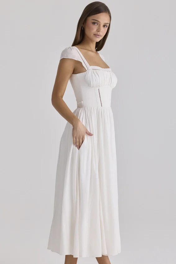Thea White Voile + Broderie Anglais Maxi Dress Thea White Voile + Broderie Anglais Maxi Dress