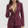 Theodora Wine Deep V Blazer Theodora Wine Deep V Blazer
