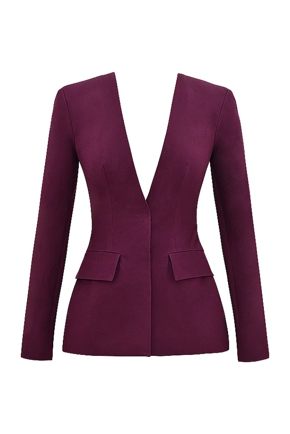 Theodora Wine Deep V Blazer Theodora Wine Deep V Blazer