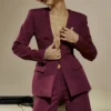 Theodora Wine Deep V Blazer Theodora Wine Deep V Blazer