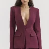Theodora Wine Deep V Blazer Theodora Wine Deep V Blazer
