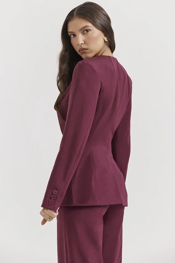 Theodora Wine Deep V Blazer Theodora Wine Deep V Blazer
