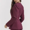 Theodora Wine Deep V Blazer Theodora Wine Deep V Blazer