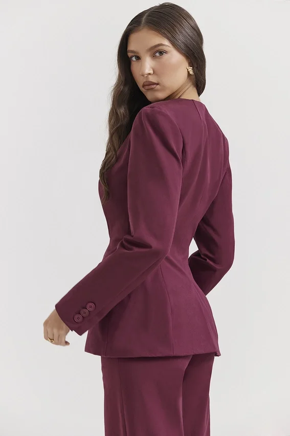 Theodora Wine Deep V Blazer Theodora Wine Deep V Blazer