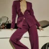 Theodora Wine Deep V Blazer Theodora Wine Deep V Blazer