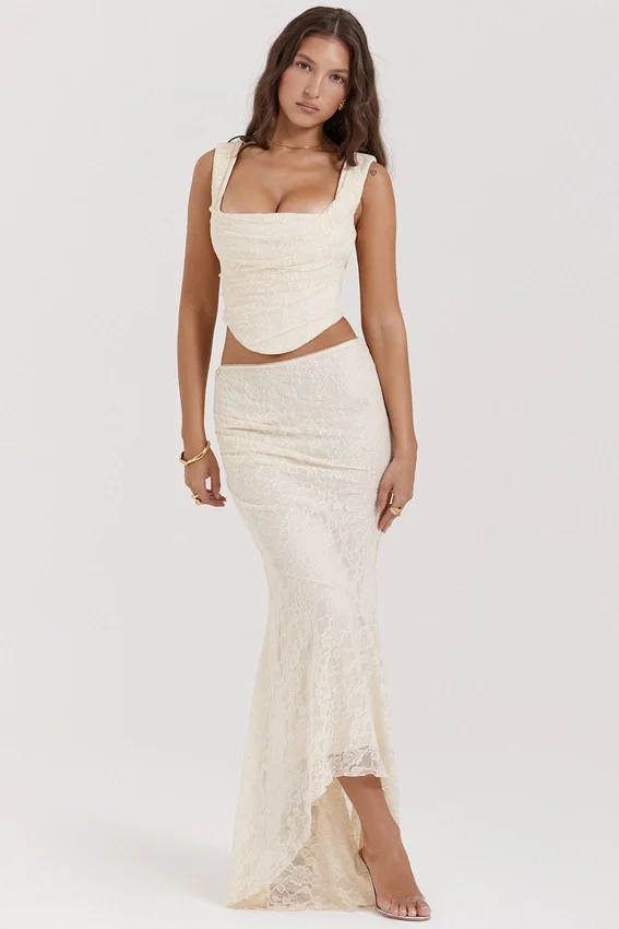 Therese Vintage Cream Lace Maxi Skirt Therese Vintage Cream Lace Maxi Skirt