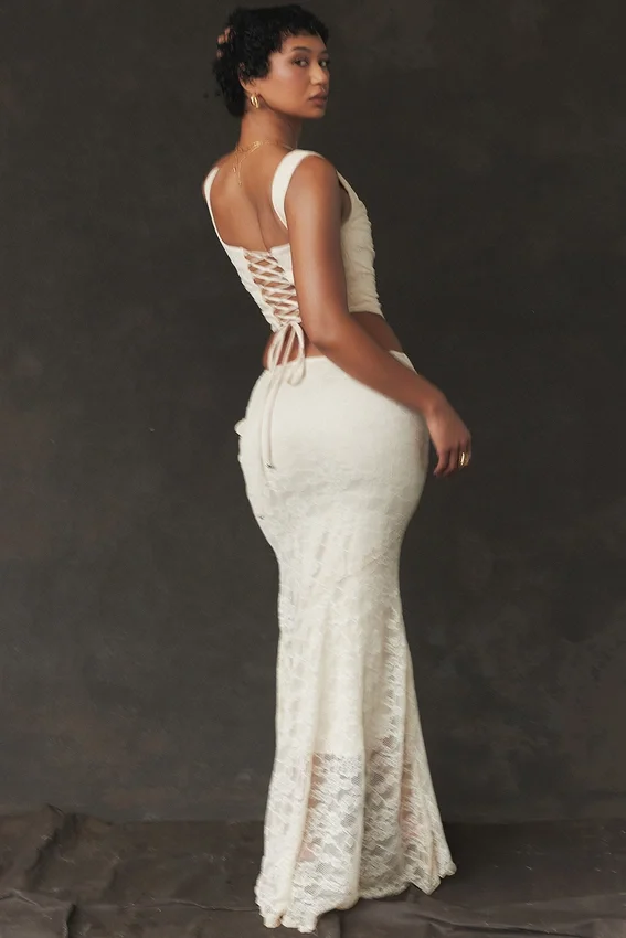 Therese Vintage Cream Lace Maxi Skirt Therese Vintage Cream Lace Maxi Skirt