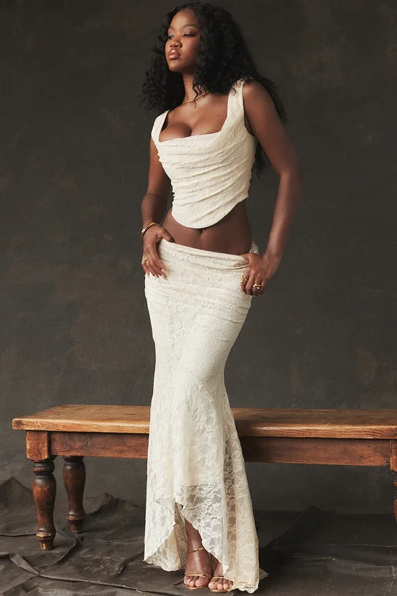 Therese Vintage Cream Lace Maxi Skirt Therese Vintage Cream Lace Maxi Skirt