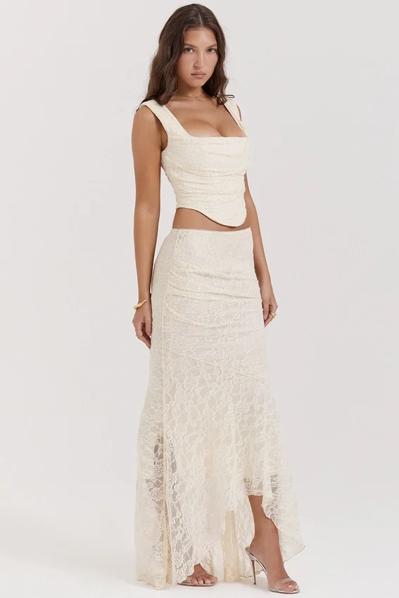 Therese Vintage Cream Lace Maxi Skirt Therese Vintage Cream Lace Maxi Skirt