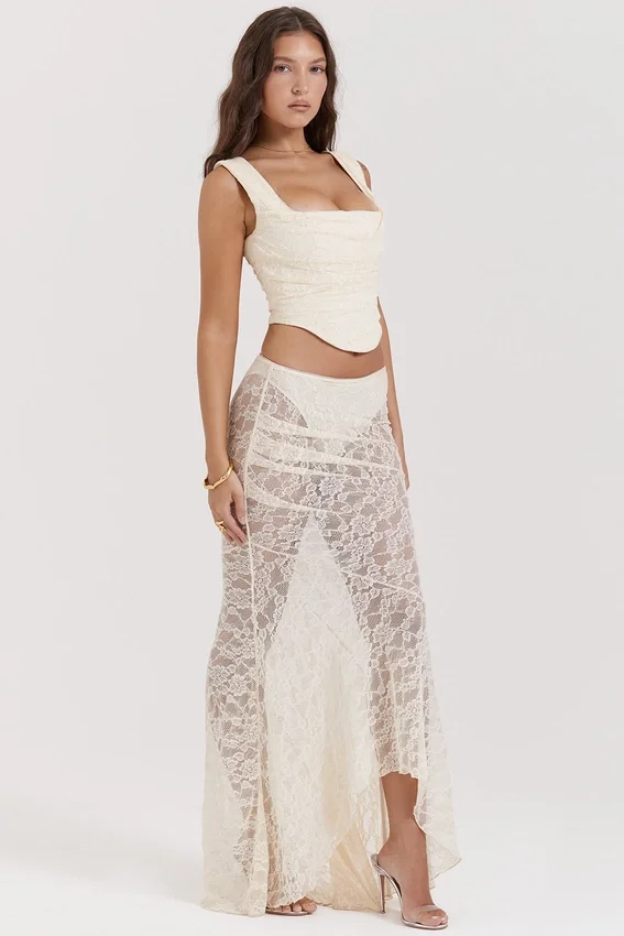 Therese Vintage Cream Lace Maxi Skirt Therese Vintage Cream Lace Maxi Skirt