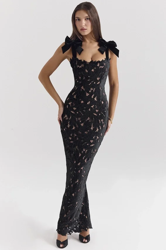 Tiff Black Velvet Lace Maxi Dress Tiff Black Velvet Lace Maxi Dress