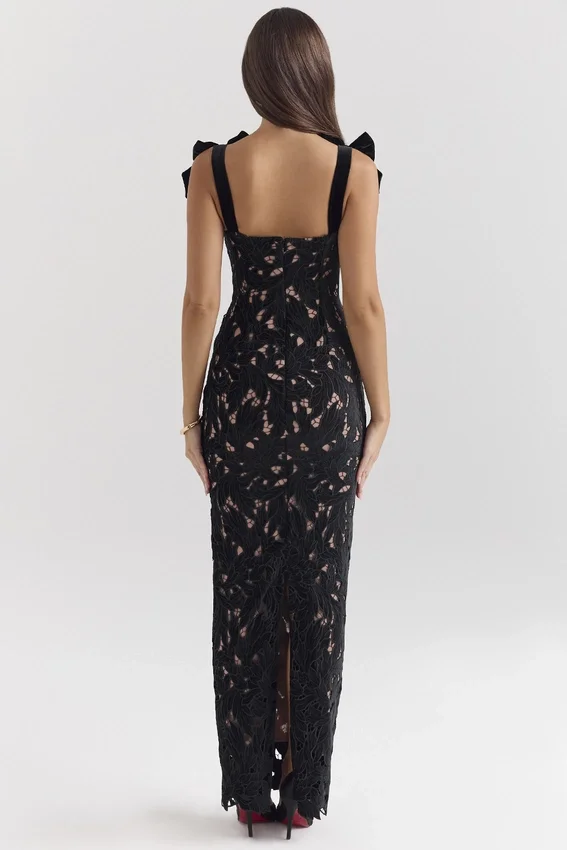 Tiff Black Velvet Lace Maxi Dress Tiff Black Velvet Lace Maxi Dress