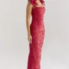Tiff Holly Red Velvet Lace Maxi Dress Tiff Holly Red Velvet Lace Maxi Dress