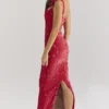 Tiff Holly Red Velvet Lace Maxi Dress Tiff Holly Red Velvet Lace Maxi Dress
