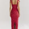 Tiff Holly Red Velvet Lace Maxi Dress Tiff Holly Red Velvet Lace Maxi Dress