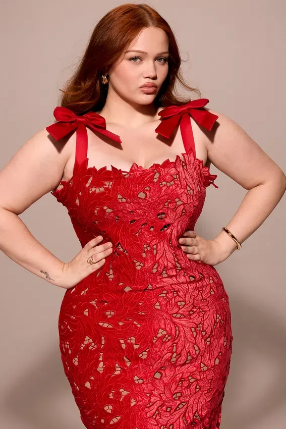 Tiff Holly Red Velvet Lace Maxi Dress Tiff Holly Red Velvet Lace Maxi Dress