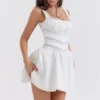 Tiffani White Lace Trim Mini Dress Tiffani White Lace Trim Mini Dress