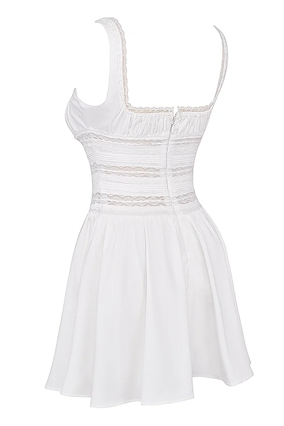 Tiffani White Lace Trim Mini Dress Tiffani White Lace Trim Mini Dress