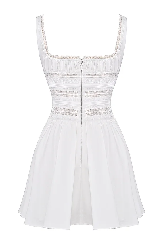 Tiffani White Lace Trim Mini Dress Tiffani White Lace Trim Mini Dress