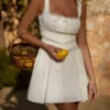 Tiffani White Lace Trim Mini Dress Tiffani White Lace Trim Mini Dress