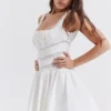 Tiffani White Lace Trim Mini Dress Tiffani White Lace Trim Mini Dress