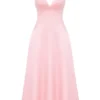 Tiffany Parisian Pink Satin A-Line Midi Dress Tiffany Parisian Pink Satin A-Line Midi Dress