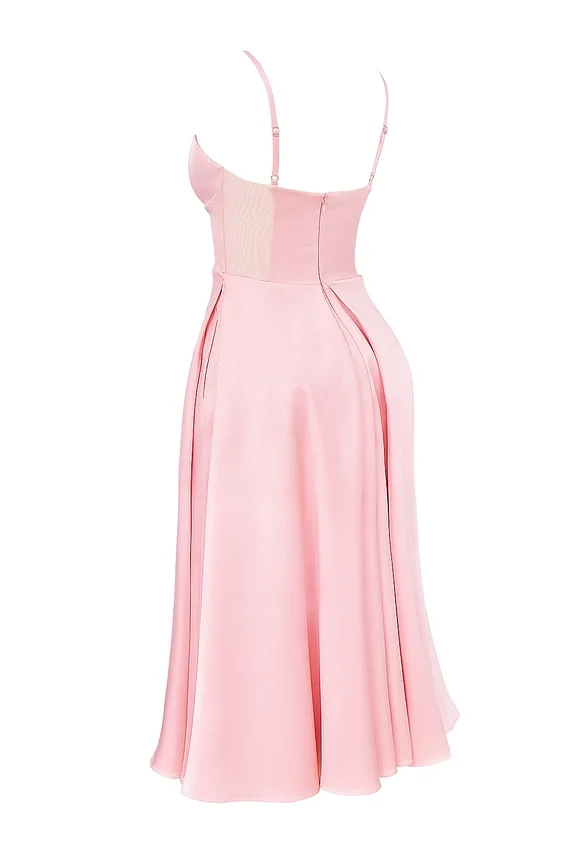 Tiffany Parisian Pink Satin A-Line Midi Dress Tiffany Parisian Pink Satin A-Line Midi Dress