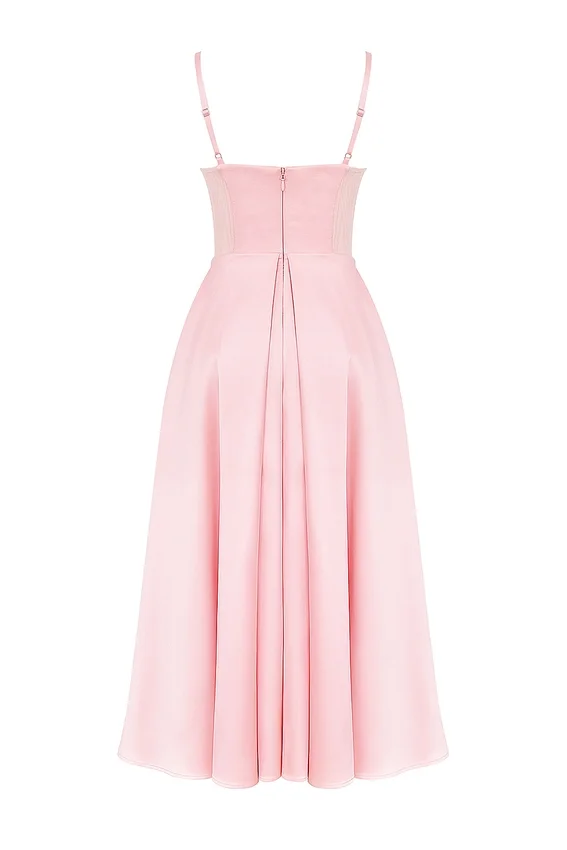 Tiffany Parisian Pink Satin A-Line Midi Dress Tiffany Parisian Pink Satin A-Line Midi Dress
