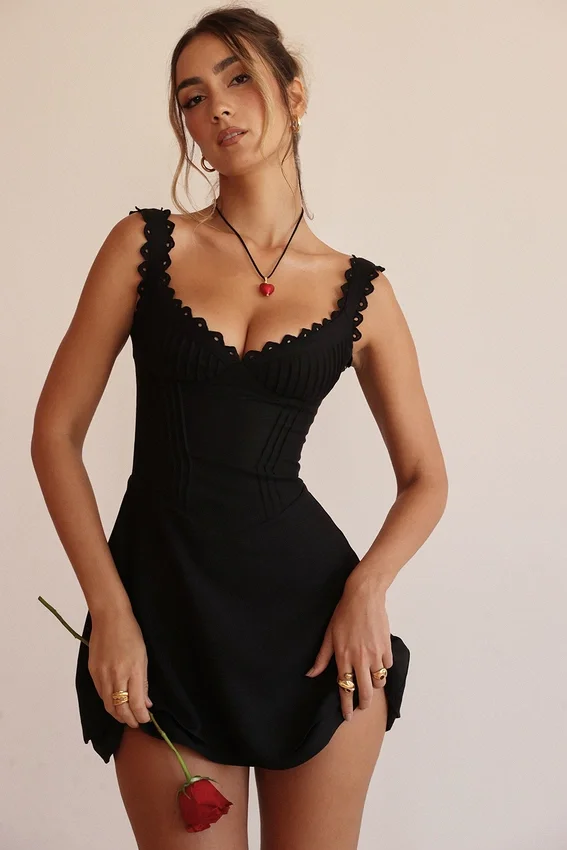 Tilly Black Pin Tuck Mini Dress Tilly Black Pin Tuck Mini Dress